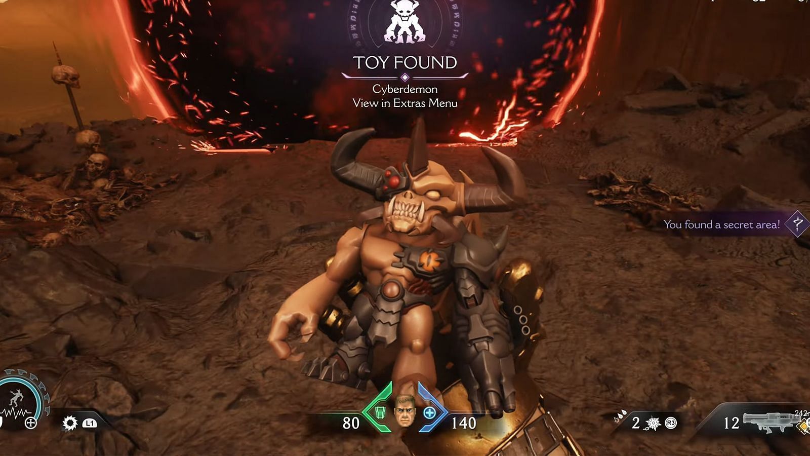 Cyberdemon Toy in Doom The Dark Ages (Image via Bethesda || YouTube/@BackseatGuides)
